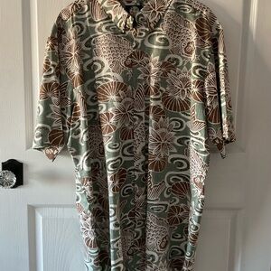 REYN SPOONER Green and Brown Floral Button Down HAWAIIAN SHIRT NEVER WORN 3X